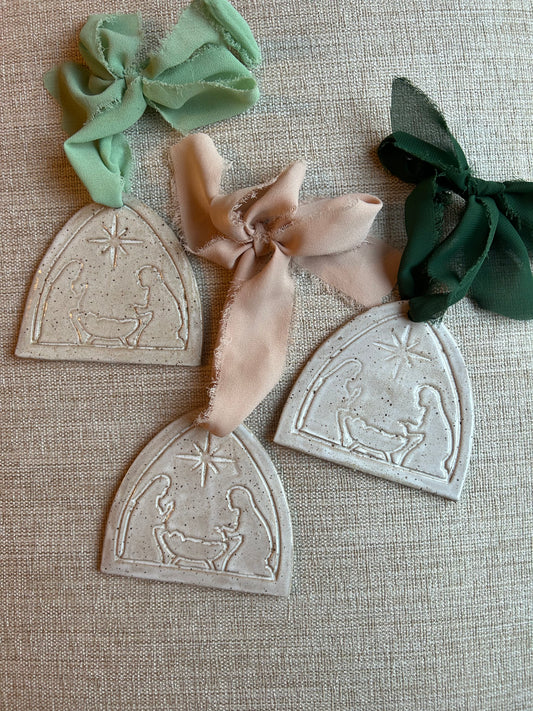 Classic Nativity Ornament- Speckle