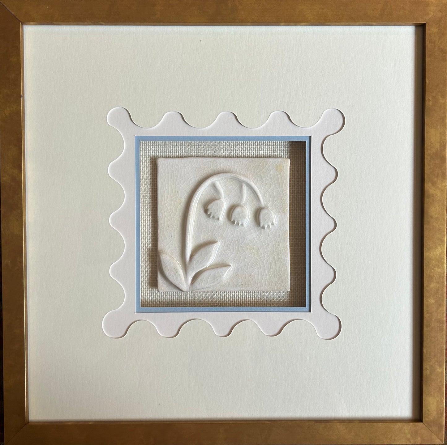 PREORDER Framed Handmade Ceramic Tile (LILY OF THE VALLEY)