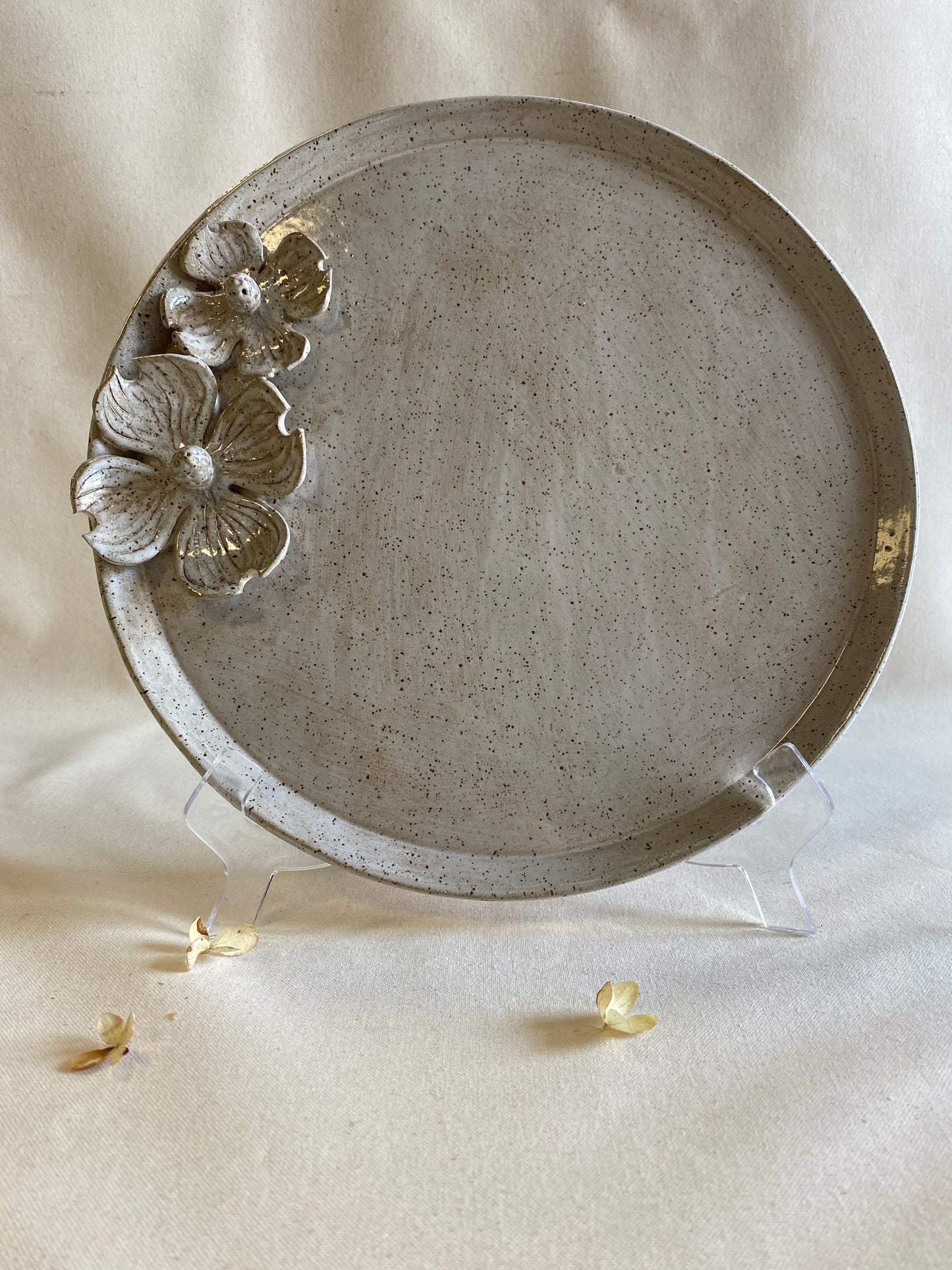 Large Round Speckled Dogwood Platter