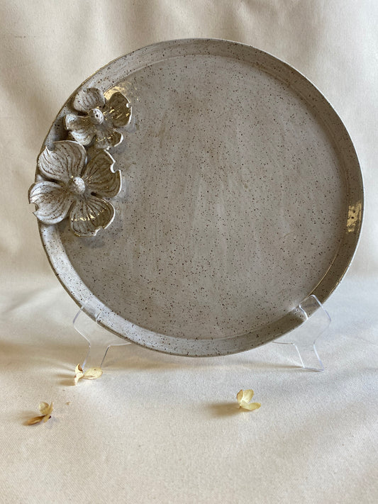 Large Round Speckled Dogwood Platter