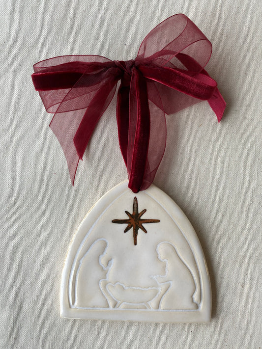 Classic Nativity with Gold Star Ornament